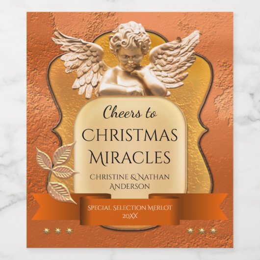 Roos Gold Angel - kerstwonder Wijn Etiket (Enkel label)