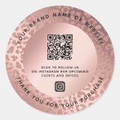 Roos Gold Animal Print Dank u QR-code Ronde Sticker (Voorkant)