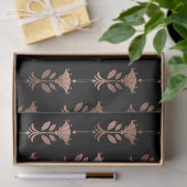 Roos Gold Art Deco Flowers op zwarte ontkoppeling Tissuepapier (Geschenk)