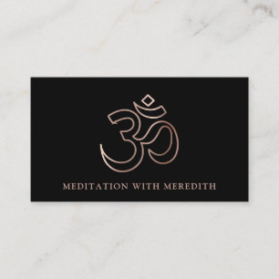 Roos Gold Aum om Symbool Meditation Teacher Black Visitekaartje