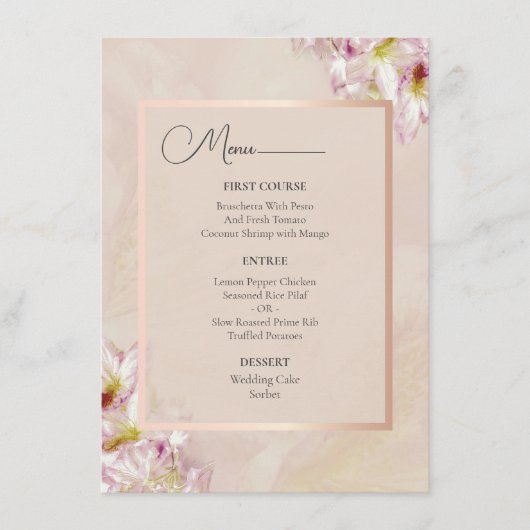 Roos Gold Azalea Wedding Menu (Voorkant)