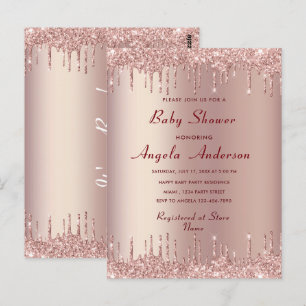 Roos Gold Baby Boy Douche Uitnodiging Sjabloon