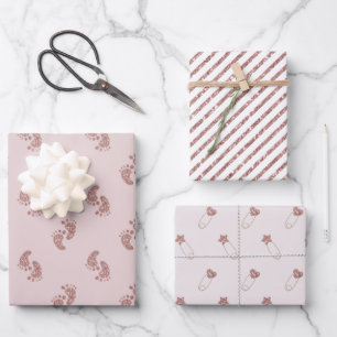 Roos Gold Baby Feet Baby shower Inpakpapier Vel