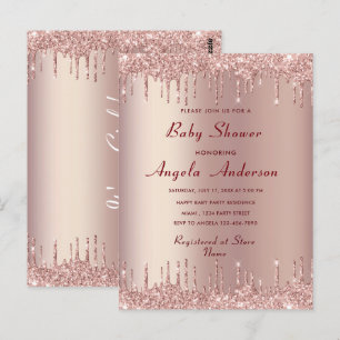 Roos Gold Baby Meisje Douche Uitnodiging Sjabloon