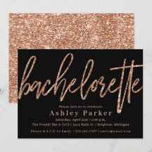 Roos Gold Bachelorette Party Invitation Glitter