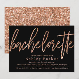 Roos Gold Bachelorette Party Invitation Glitter Kaart
