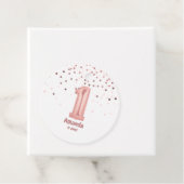 Roos Gold Balloon Confetti 1e verjaardag Bedankjes Labels (In situ)