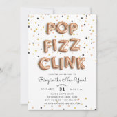 Roos Gold Balloons - Uitnodiging voor nieuwe jaren (Voorkant)