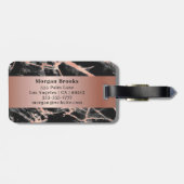 Roos Gold Bands, zwart en Roos Gold Marble, naam Bagagelabel (Achterkant horizontaal)