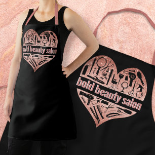 Roos Gold Beauty Salon Glitter Heart Hair Stylist Schort