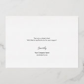 Roos Gold Bedankt, aangepaste logo voor script Folie Uitnodiging (Achterkant)