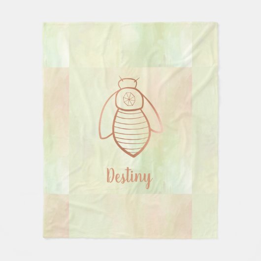 Roos Gold Bee Symbool Fleece Deken (Voorkant)
