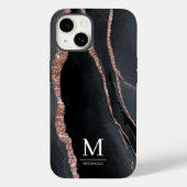 Roos Gold & Black Abstract Elegant Monogrammen Case-Mate iPhone Case (Achterkant)
