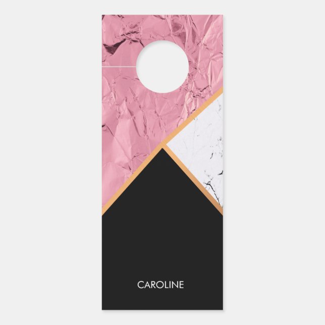 Roos Gold Black en White Marble Pattern (Voorkant)