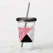 Roos Gold Black en White Marble Pattern Acryl Drinkbeker (Achterkant)