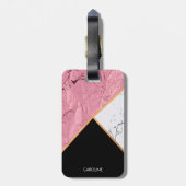 Roos Gold Black en White Marble Pattern Bagagelabel (Achterkant verticaal)