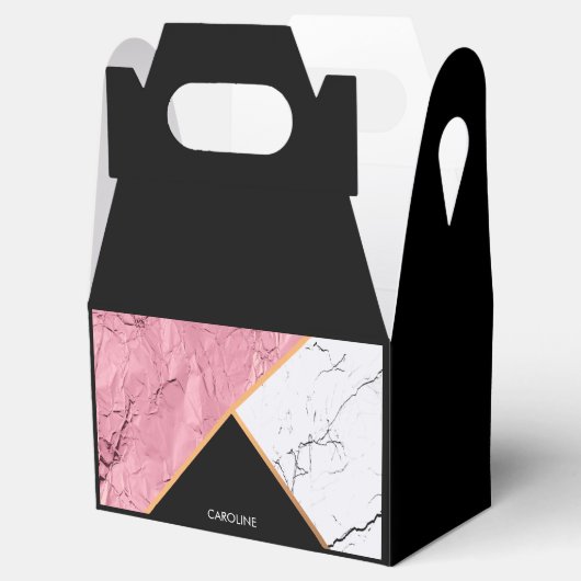 Roos Gold Black en White Marble Pattern Bedankdoosjes (Geopend)