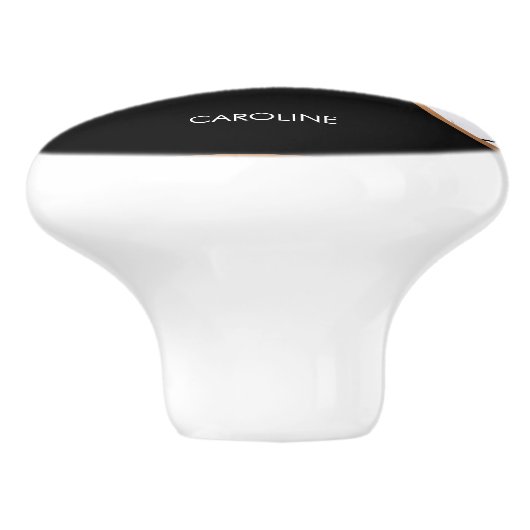 Roos Gold Black en White Marble Pattern Keramische Knop (Zijkant)