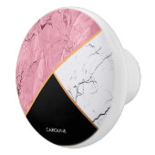 Roos Gold Black en White Marble Pattern Keramische Knop (Rechts)