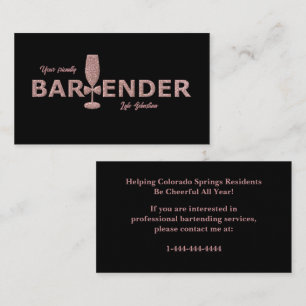 Roos Gold & Black Event Bartender Visitekaartje