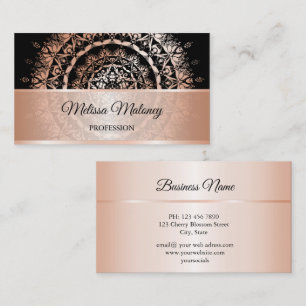 Roos Gold Black Floral Damask Mandala Visitekaartje