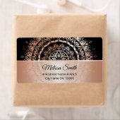 Roos Gold Black Floral Modern Mandala Etiket (Insitu)