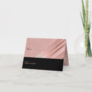 Roos Gold Black Glitter Folie WEDING Bedankkaart