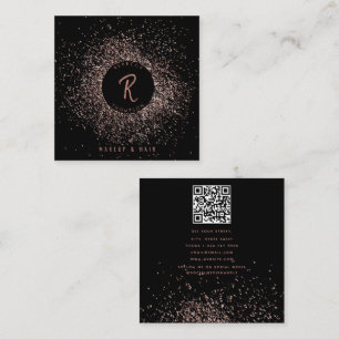 Roos Gold Black Glitter Makeup Hair QR-code Vierkante Visitekaartje