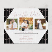 Roos Gold Black Hexagon Geometric Save the Date (Voorkant)