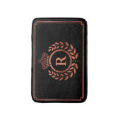 Roos Gold Black Laurel Wreath Crown Monogrammed Badmat (Voorkant Verticaal)