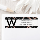 Roos Gold Black Lineaar Triangle Abstract Patroon Etiket (Insitu)