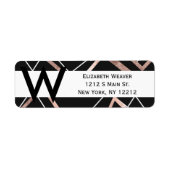 Roos Gold Black Lineaar Triangle Abstract Patroon Etiket (Voorkant)