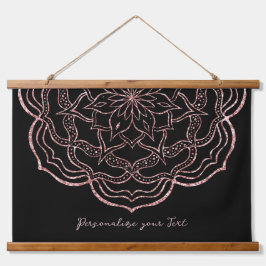 Roos Gold Black Mandala Trippy Psychedelic Hippie Hangend Wandkleed
