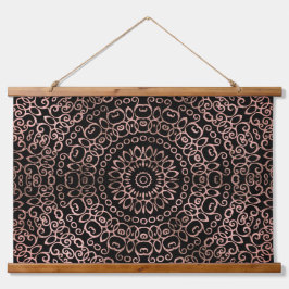 Roos Gold Black Mandala Trippy Psychedelic Hippie Hangend Wandkleed