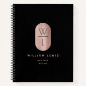 Roos Gold Black Monogram Modern Minimalist Recipe Notitieboek (Voorkant)