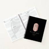 Roos Gold Black Monogram Modern Minimalist Recipe Notitieboek (Binnen)