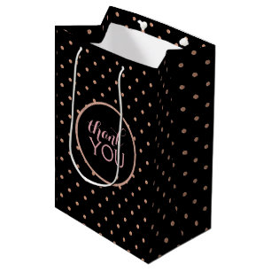 Roos-Gold & Black Polka Dots Pattern Hartelijk dan Medium Cadeauzakje