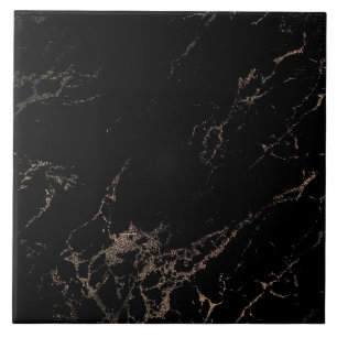 Roos Gold Black Tile Tegeltje