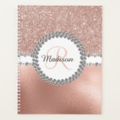 Roos Gold Bling Diamond Monogram Girly Planner (Voorkant)