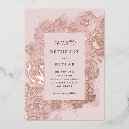 Roos Gold Blooms Folie Invitation Folie Uitnodiging