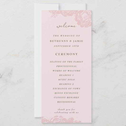 Roos Gold Blooms Trouwprogramma (Voorkant)