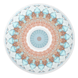 Roos Gold Blue Ocean Floral Kaleidoscope Keramische Knop