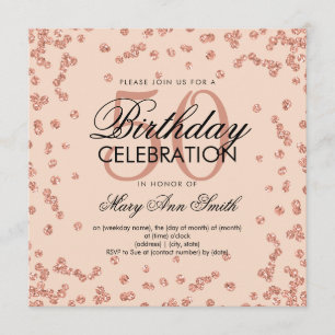 Roos Gold Blush 50th Birthday Glitter Confetti Kaart