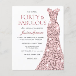 Roos Gold Blush Dress 40th Birthday Budget Invite