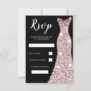 Roos Gold Blush Dress Birthday Party Bridal Black RSVP Kaartje