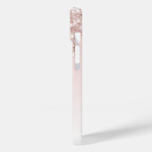 Roos Gold Blush Druppels Monogram Naam Case-Mate iPhone Case (Achterkant / Links)