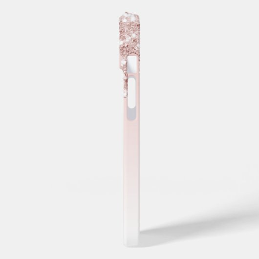 Roos Gold Blush Druppels Monogram Naam Case-Mate iPhone Case (Achterkant / Links)