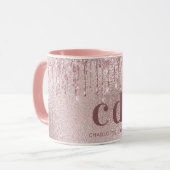 Roos Gold Blush Druppels Monogram Naam Mok (Voorkant links)