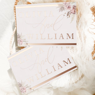 Roos Gold Blush Dusty Roos Pink Floral Wedding Folie Uitnodiging
