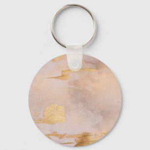 Roos Gold Blush en Gold Texture Sleutelhanger